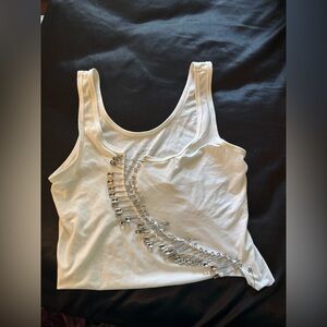Medium White Safety Pin Crop Top